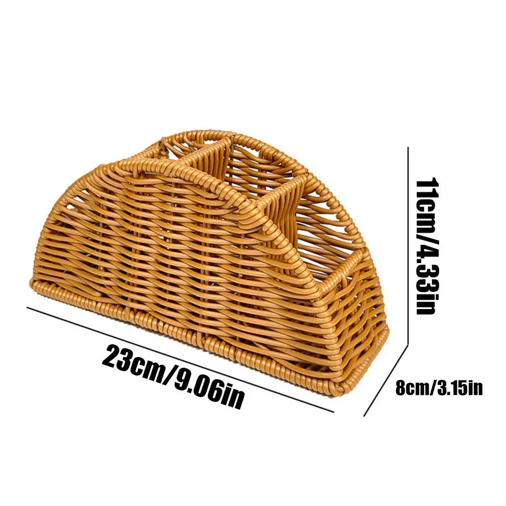Woven 4-Slot Remote Control Holder – Boho Desktop Organizer