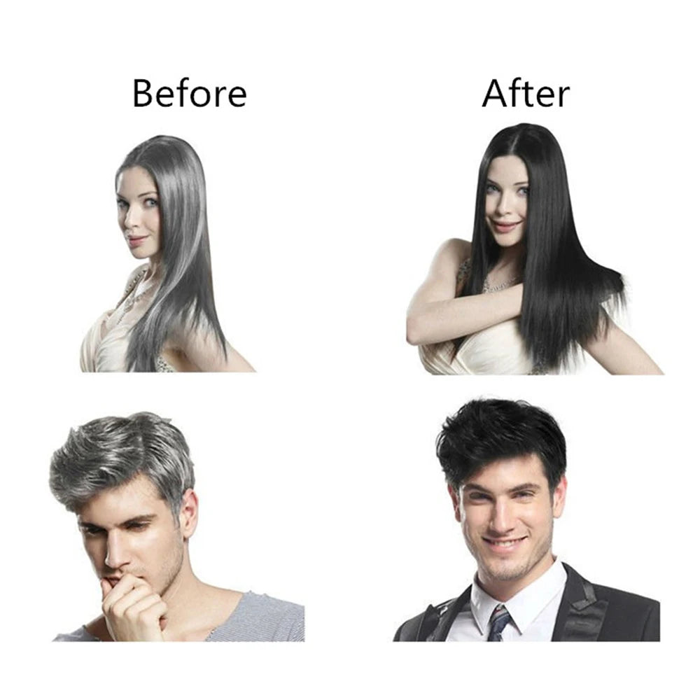 10-Pack Herbal Black Hair Color Shampoo – Natural Darkening