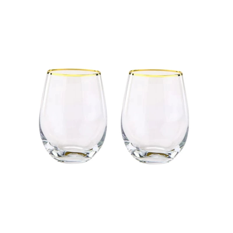 2pcs Whiskey Glass Clear Whiskey Bar Cocktail Glasses Drinking Glasses Scotch Liquor Barware Beer Milk Shake Juice Latte Cup Oasis Select Gold-rim-385ml-2pcs 340-385-550ml