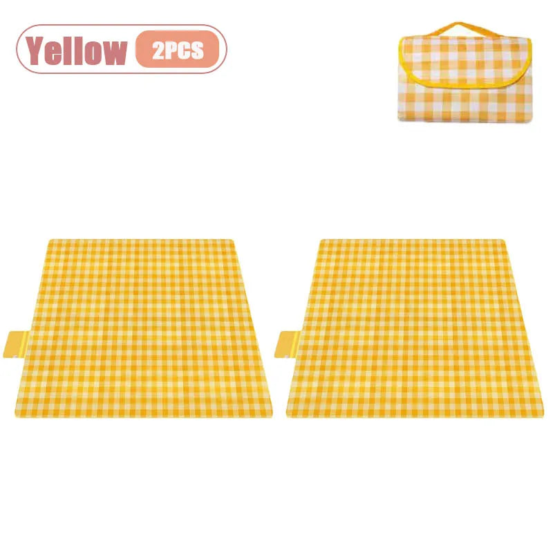 1-2PCS Waterproof Picnic Mat Oversized Thickened Outdoor Camping Blanket Carrying Strap for Beach Park and Hiking Oasis Select Yellow-2PCS 200X200CM