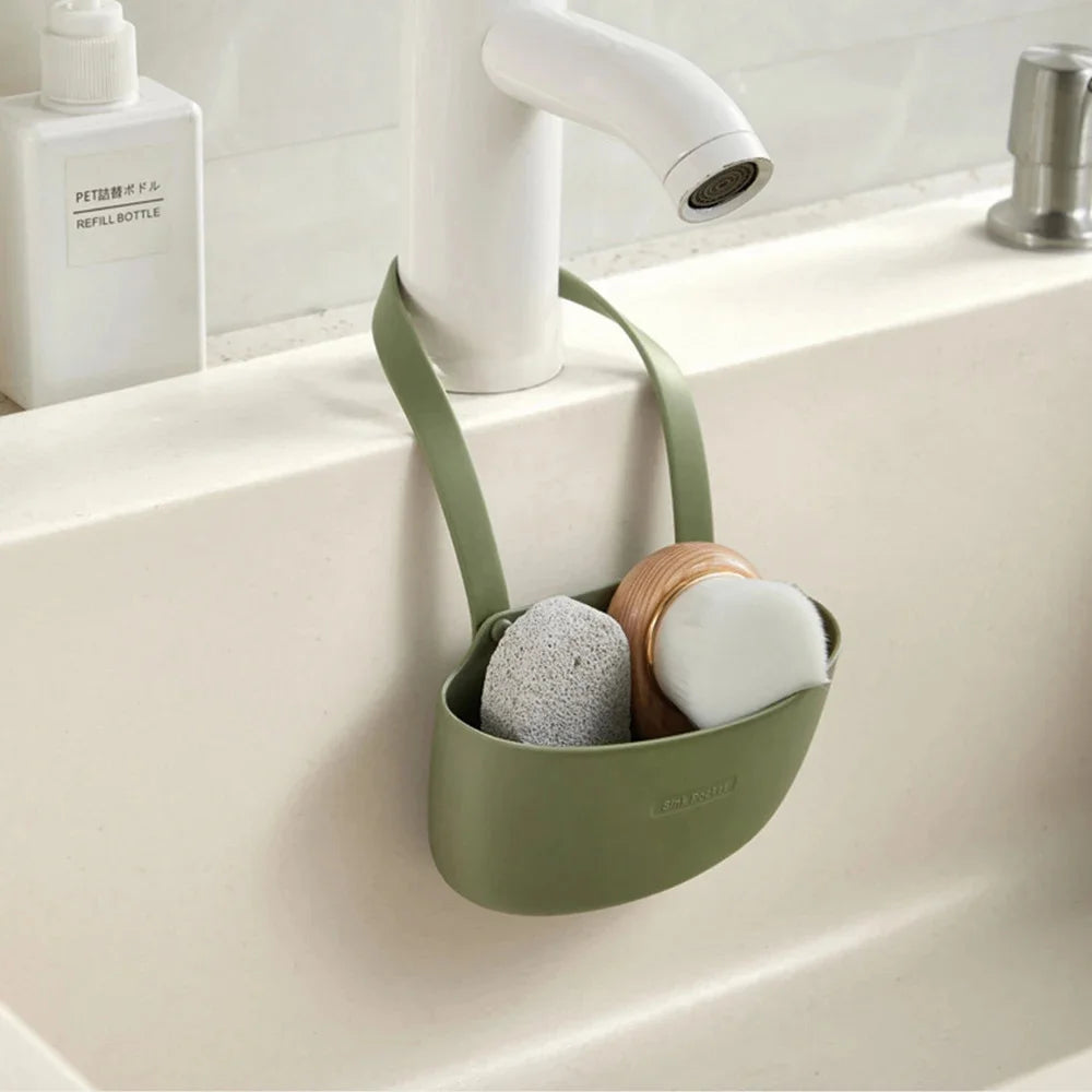 Kitchen Silicone Sink Sponges Soap Holder Bathroom Dish Drain Water Basket Storage Drying Rack Accessories Organizer Oasis Select