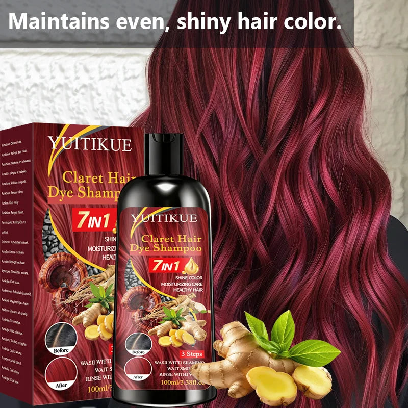 YUITIKUE Claret 7-in-1 Color Shampoo – Hair Dye & Nourish