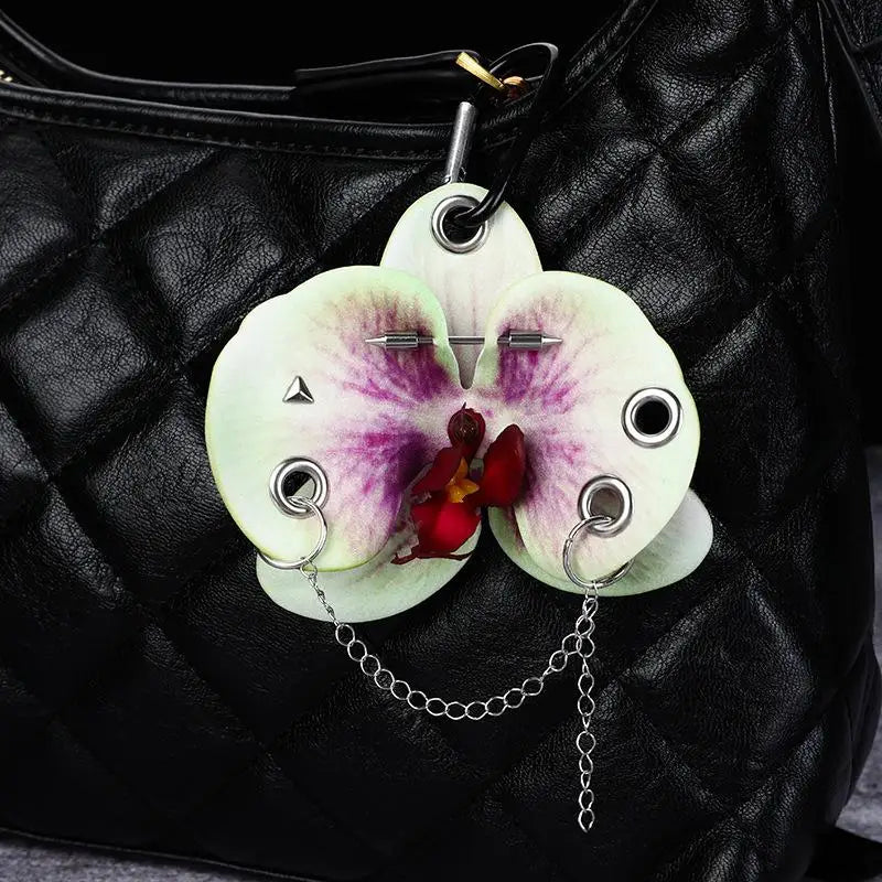 Exquisite Simulation Phalaenopsis Keychain Backpack Decoration Gifts Creative Hand-punched Puncture Simulation Flower Keyring Oasis Select A5