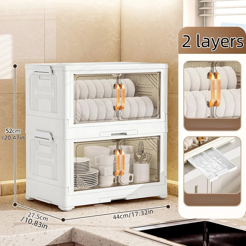 Multi-Tier Foldable Bowl Rack, Large Capacity,Kitchen Dish Drying Rack for Bowls/Cups/Dishes, Collapsible Multi-Combos Storage Oasis Select White 2-tier