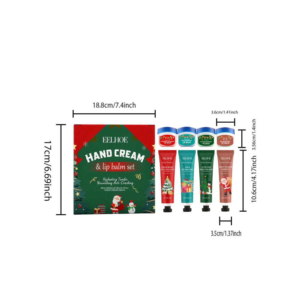 Christmas Hand Cream Lip Balm Set Gift Box Nourishing Moisturizing Anti-dry Cracked Softening Skin Festive Holiday Present Oasis Select 1 Set