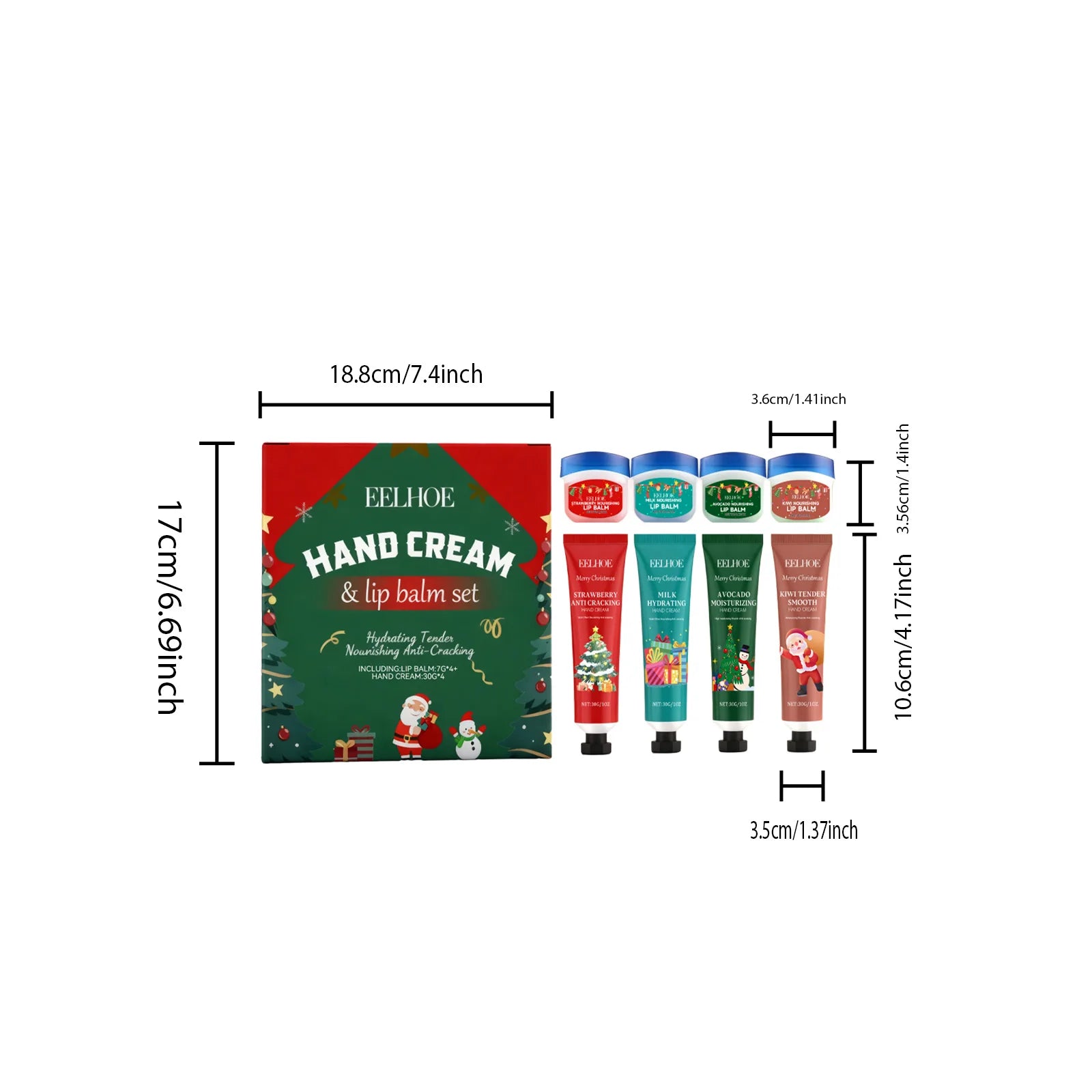 Christmas Hand Cream Lip Balm Set Gift Box Nourishing Moisturizing Anti-dry Cracked Softening Skin Festive Holiday Present Oasis Select 1 Set