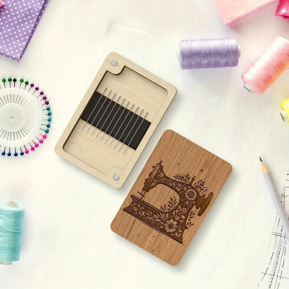Sewing Machine Magnetic Needle Case | Handmade Wooden Holder