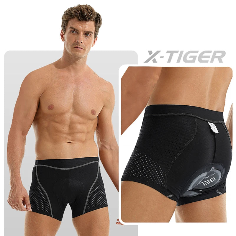 X-TIGER Men's Cycling Underwear with 5D Gel Cushioned MTB Boxer Cycling Shorts Road Cycling Underwear Cycling Equipment Oasis Select