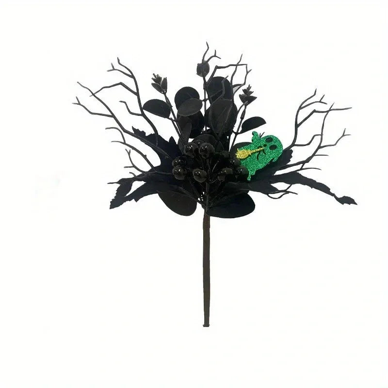 Artificial Maple Leaf Halloween Pumpkin Skull Black Maple Leaf Indoor Branch Decoration Oasis Select F