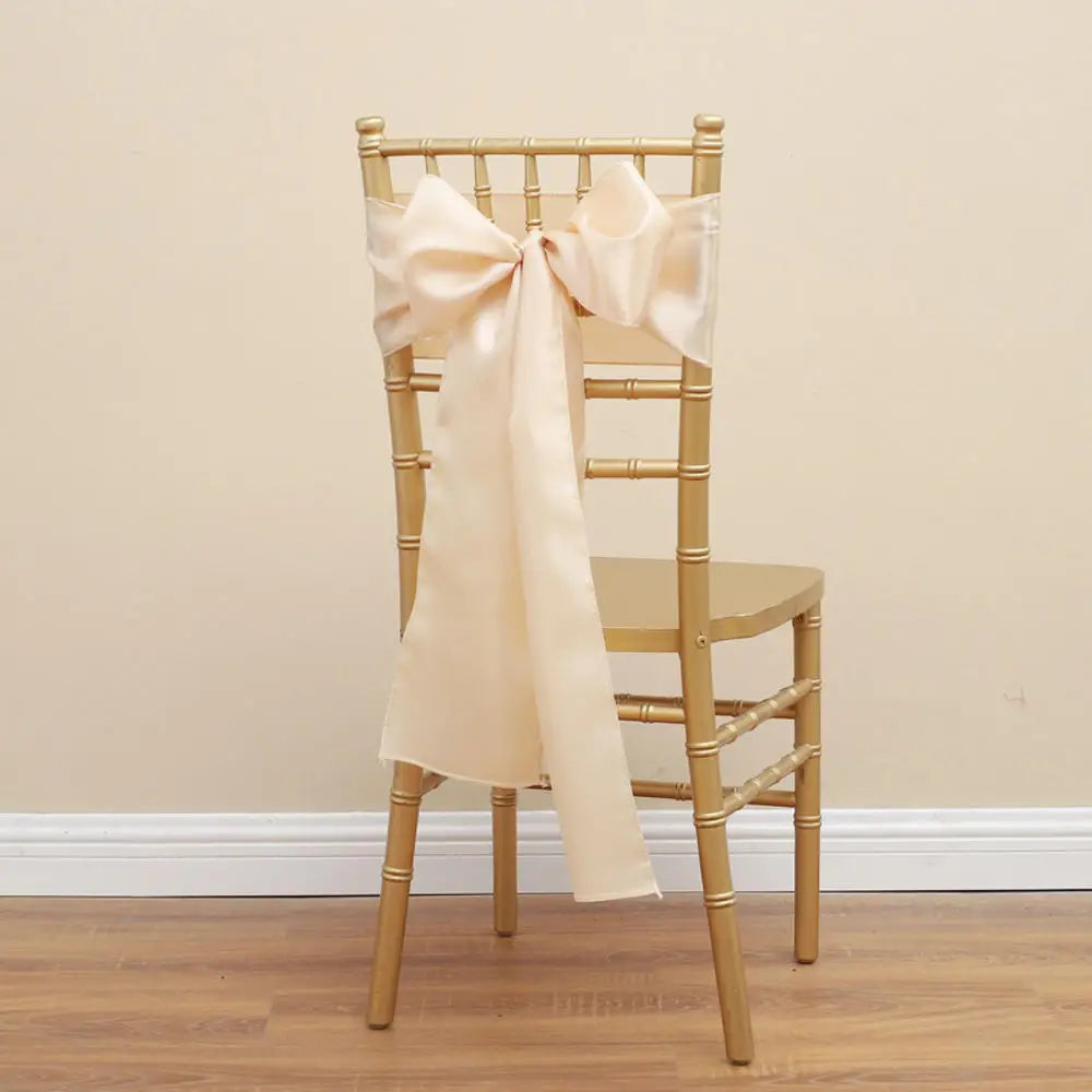 Wedding Decoration Spandex Chair Sashes Ready Made Bow Tie No Need To Tie Stretch Bands BIrthday Party Holiday Hotel Festival Oasis Select Champagne
