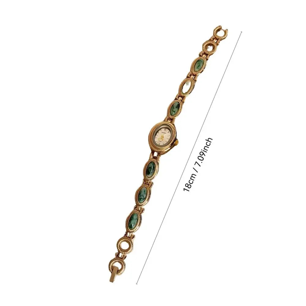 New Colored Gemstones Ladies Watch Oval Luxury Quartz Watch Gift Elegant Wristwatch Oasis Select