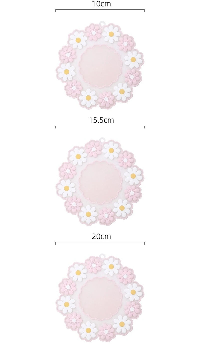 1 set Flower Silicone Heat Insulation Mat Daisy Coaster Pot Bowl Plate Pad High Temperature Resistant Non Slip Table Placemat Oasis Select Pink -Set as shown Flower