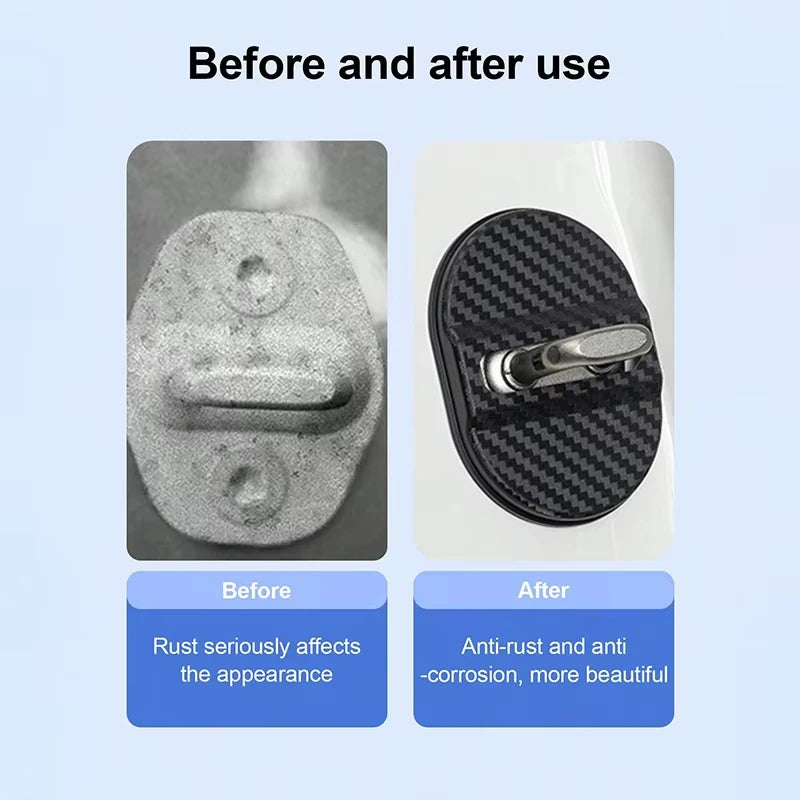4Pcs Carbon Fiber Door Lock Covers | Peel & Stick Car Protectors