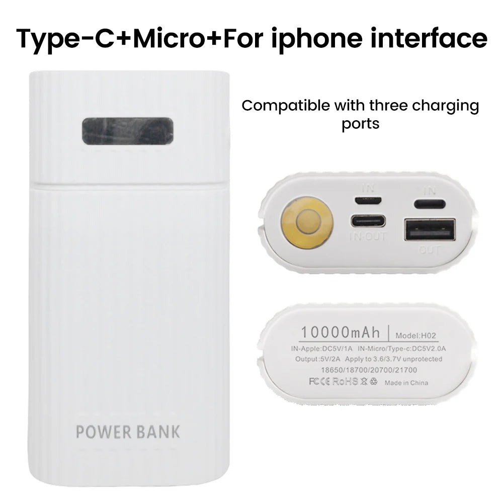 Power Bank Case for 18650/21700 Battery Pack No Soldering Fast Charging Charger DIY USB Power Bank for Cellohone Oasis Select Type D