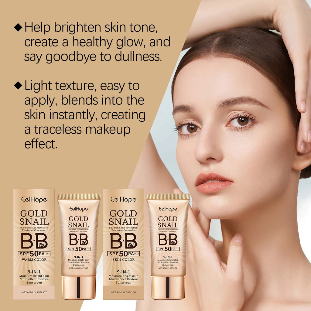 Gold Snail Sunscreen BB Cream SPF 50 Sun Block Makeup Moisturize Face Concealer Long-Lasting Isolation Lotion Concealer Cosmetic Oasis Select