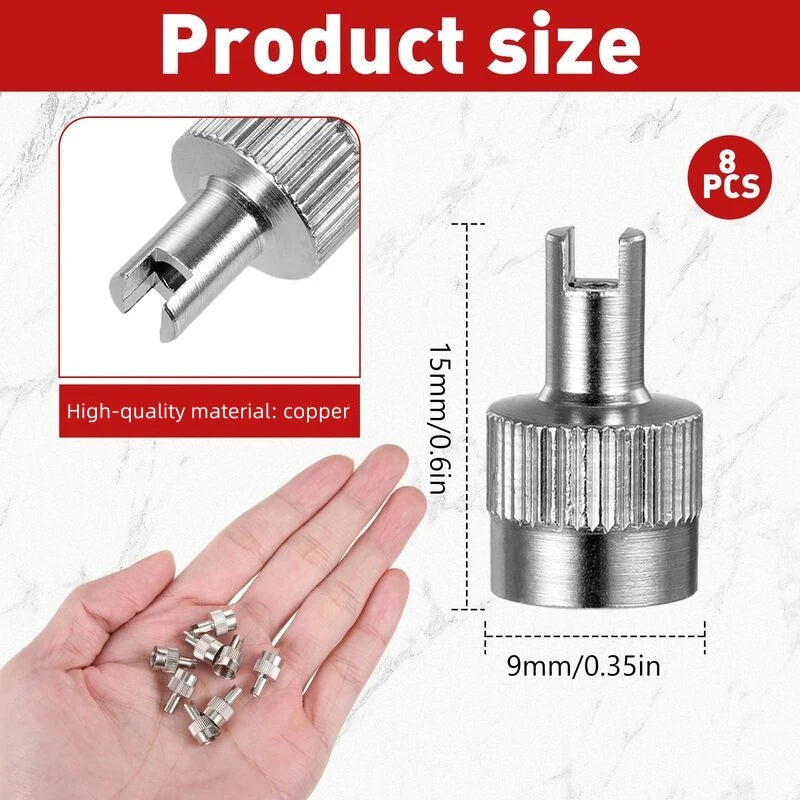 Pack of 8 Metal Tire Valve Caps - Dustproof Valve Covers for Car, Motorcycle, Truck, and Bicycle Oasis Select