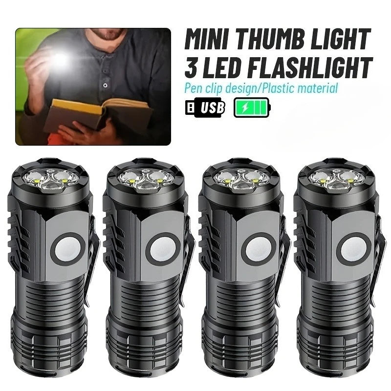 ZHIYU Mini Tactical Flashlight | 3 LED Rechargeable Torch