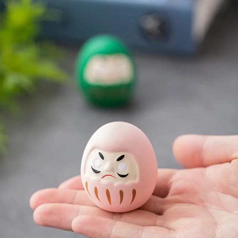 Japanese Ceramic Daruma Statue Daruma Tumbler Crafts Lucky Fortune Ornament Landscape Daruma Doll Fengshui Home Decor Gift Oasis Select