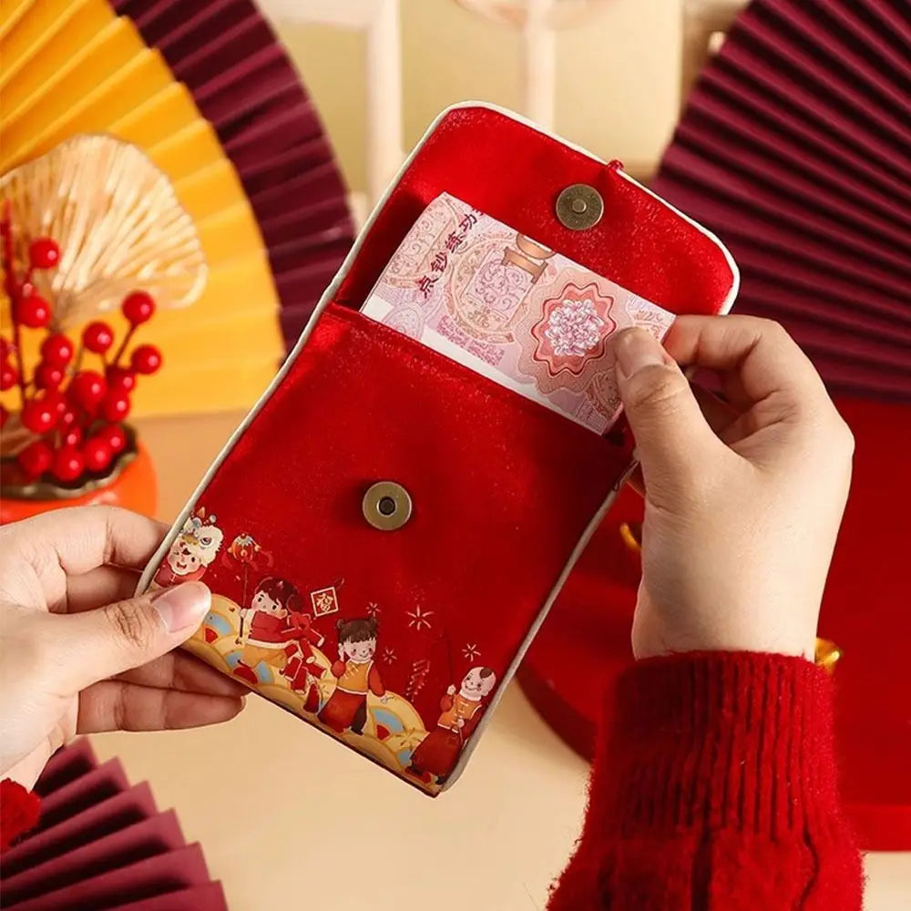 Portable Traditional New Year New Year Pocket Bag Good Lucky Blessing Cloth Lucky Money Bag Gift Bags Spring Festival Oasis Select