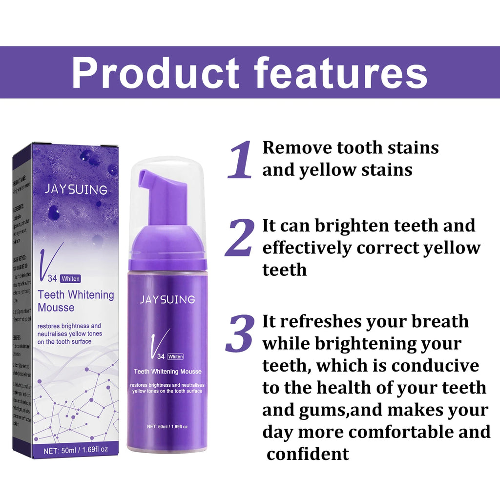 V34 Whitening Toothpaste Mousse – Remove Stains & Bad Breath Whitening Toothpaste Mousse Oasis Select