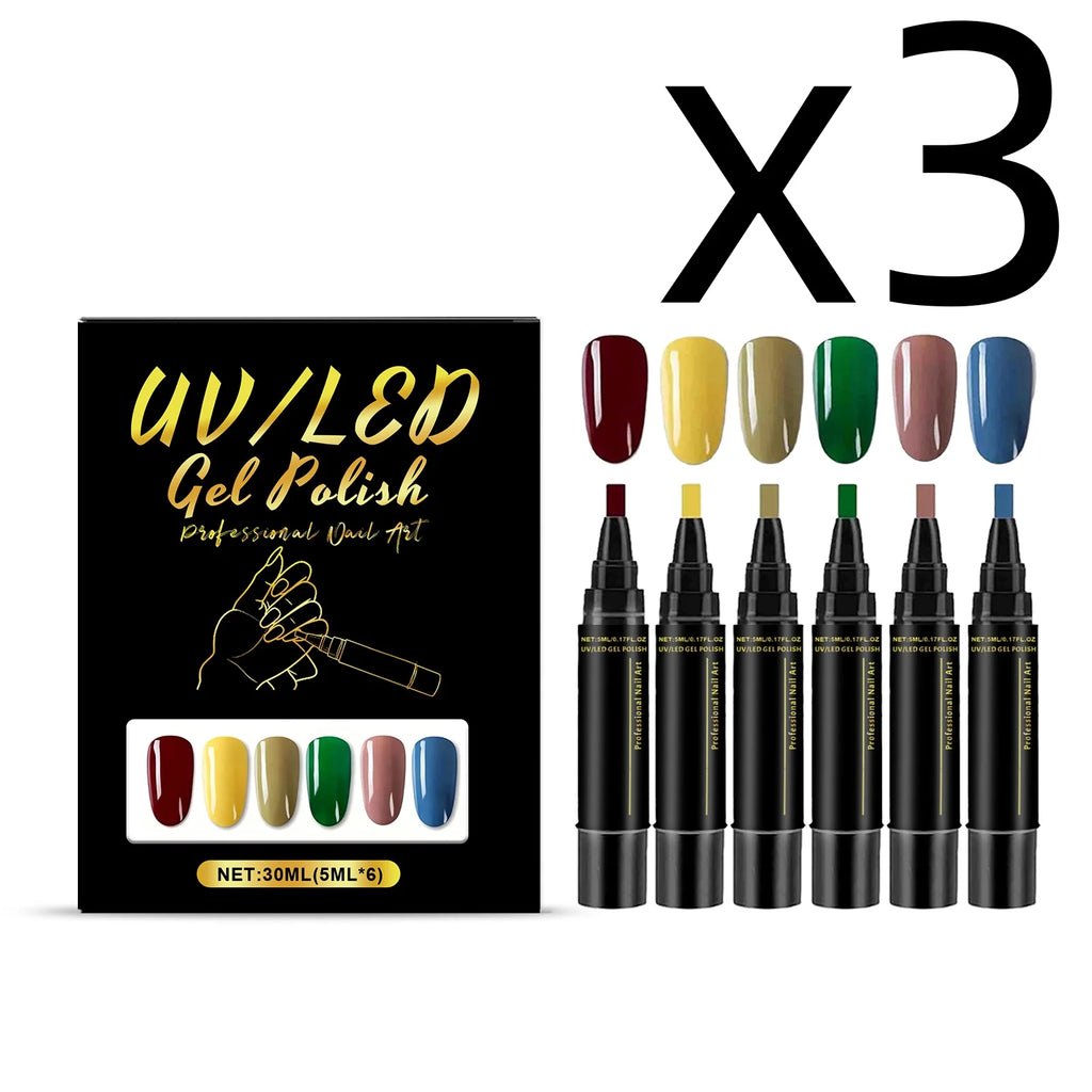 6-Color Nail Art Pen Set – Quick Dry DIY Gel Polish Pens Nail Art Pen Set Oasis Select 6pcs Boxed X 3PCS