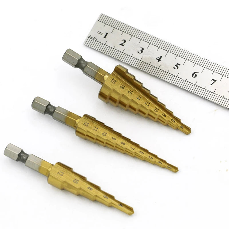 SLADE HSS Titanium Step Drill Bit Set 3-12 4-12 4-20mm Step Drill Bit Set Oasis Select