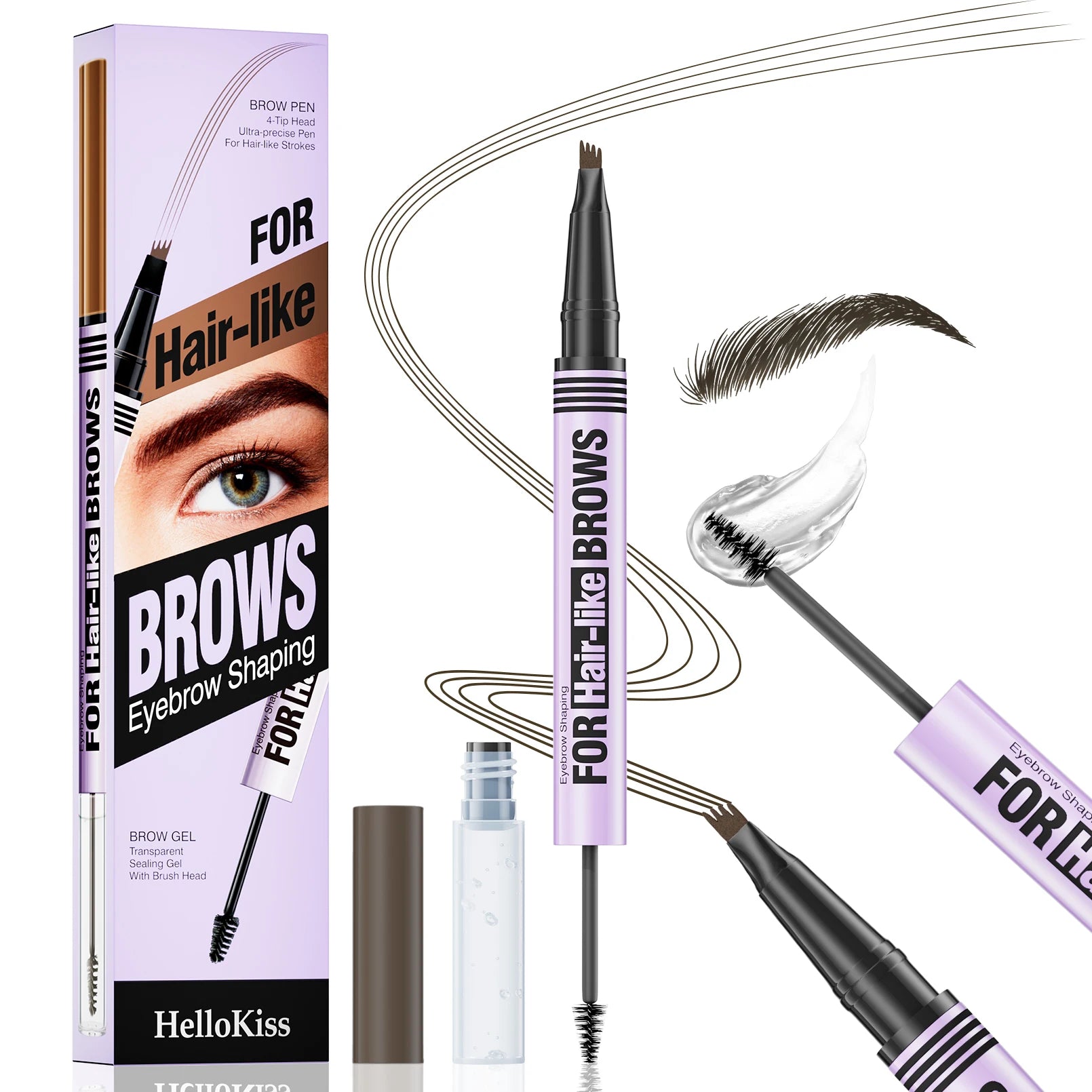 Hello Kiss Double-Ended Waterproof Eyebrow Pencil | Long-Lasting