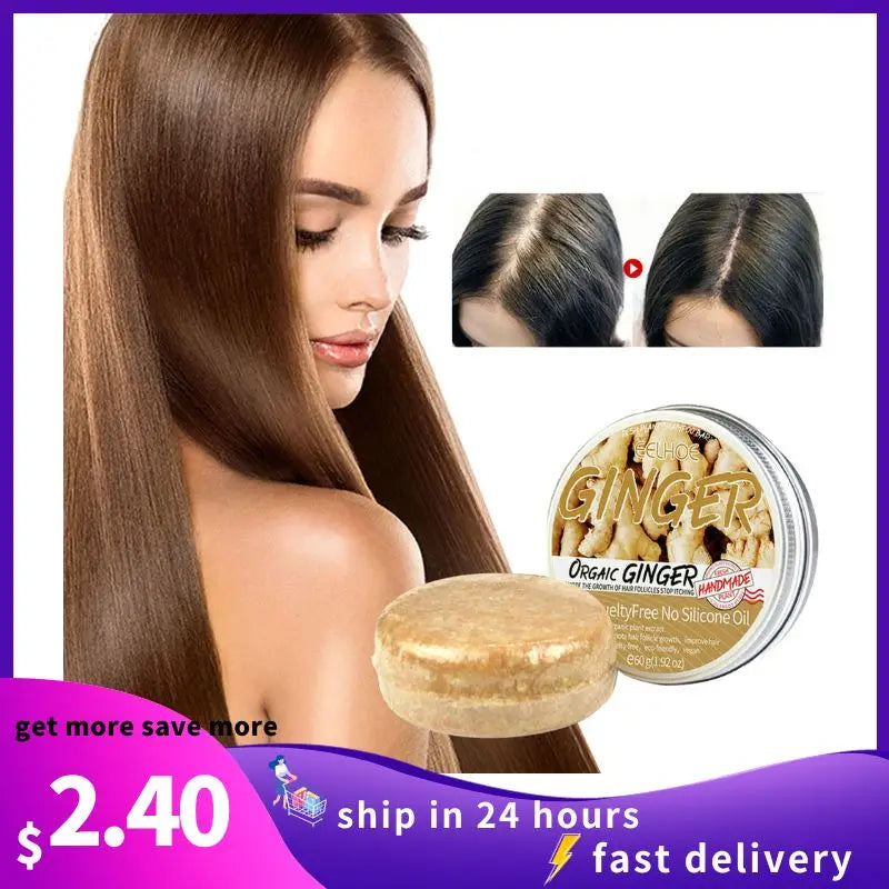Ginger Shampoo Soap Ginger Hair Regrowth Shampoo Bar Anti-Hair Loss Natural Ginger Shampoo Soap For All Hair Types Oasis Select