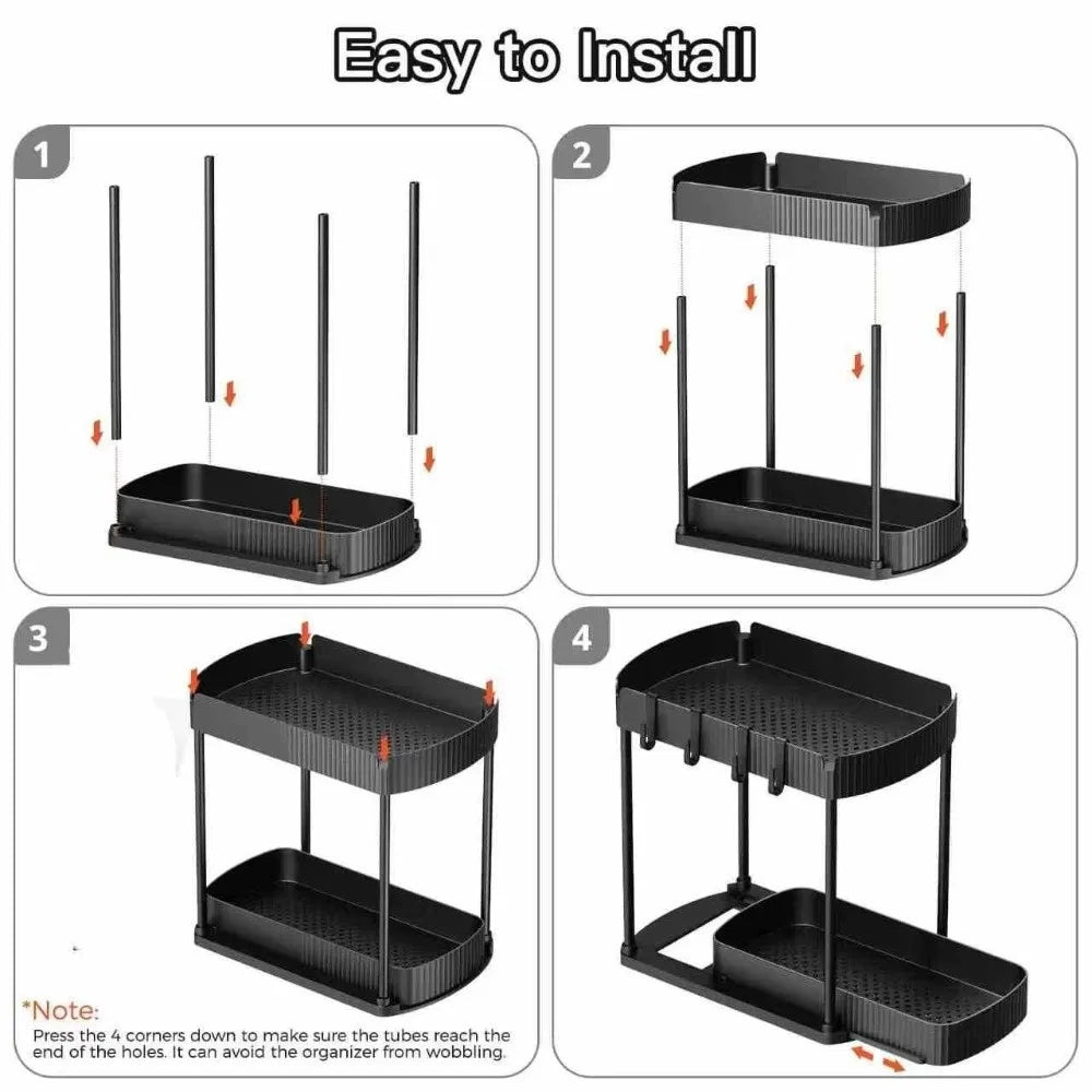 2-Tier Pull-Out Under Sink Organizer | Bathroom Kitchen Rack