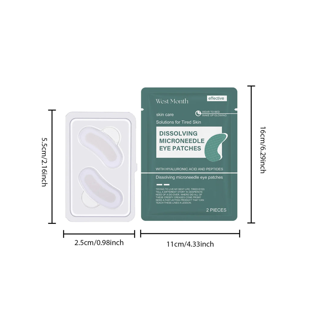 0.25mm Hyaluronic Acid Dissolving Microneedle Eye Patches Hydrogel Eye Mask for Wrinkles Dark Circles Puffiness Anti-Aging Oasis Select