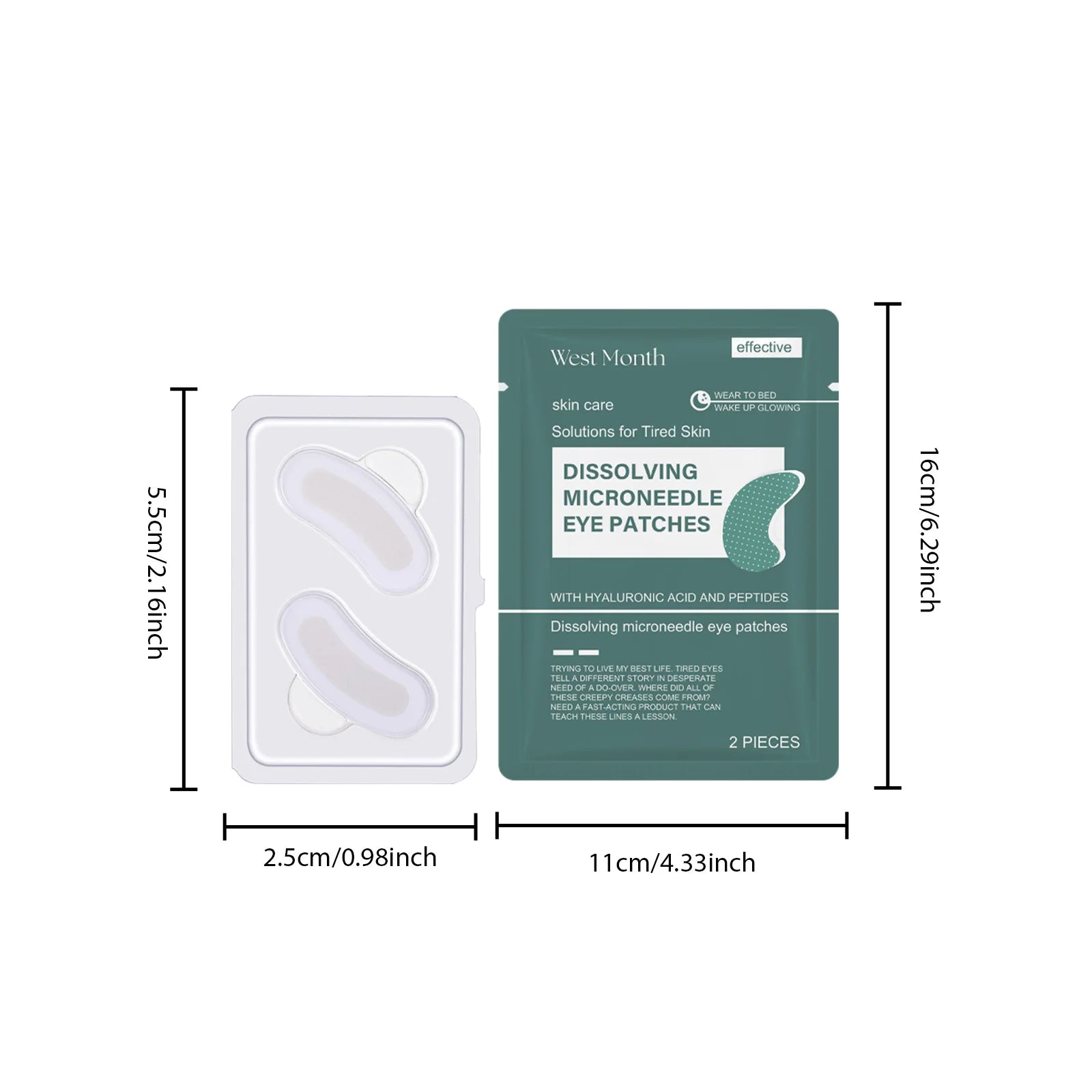 0.25mm Hyaluronic Acid Dissolving Microneedle Eye Patches Hydrogel Eye Mask for Wrinkles Dark Circles Puffiness Anti-Aging Oasis Select