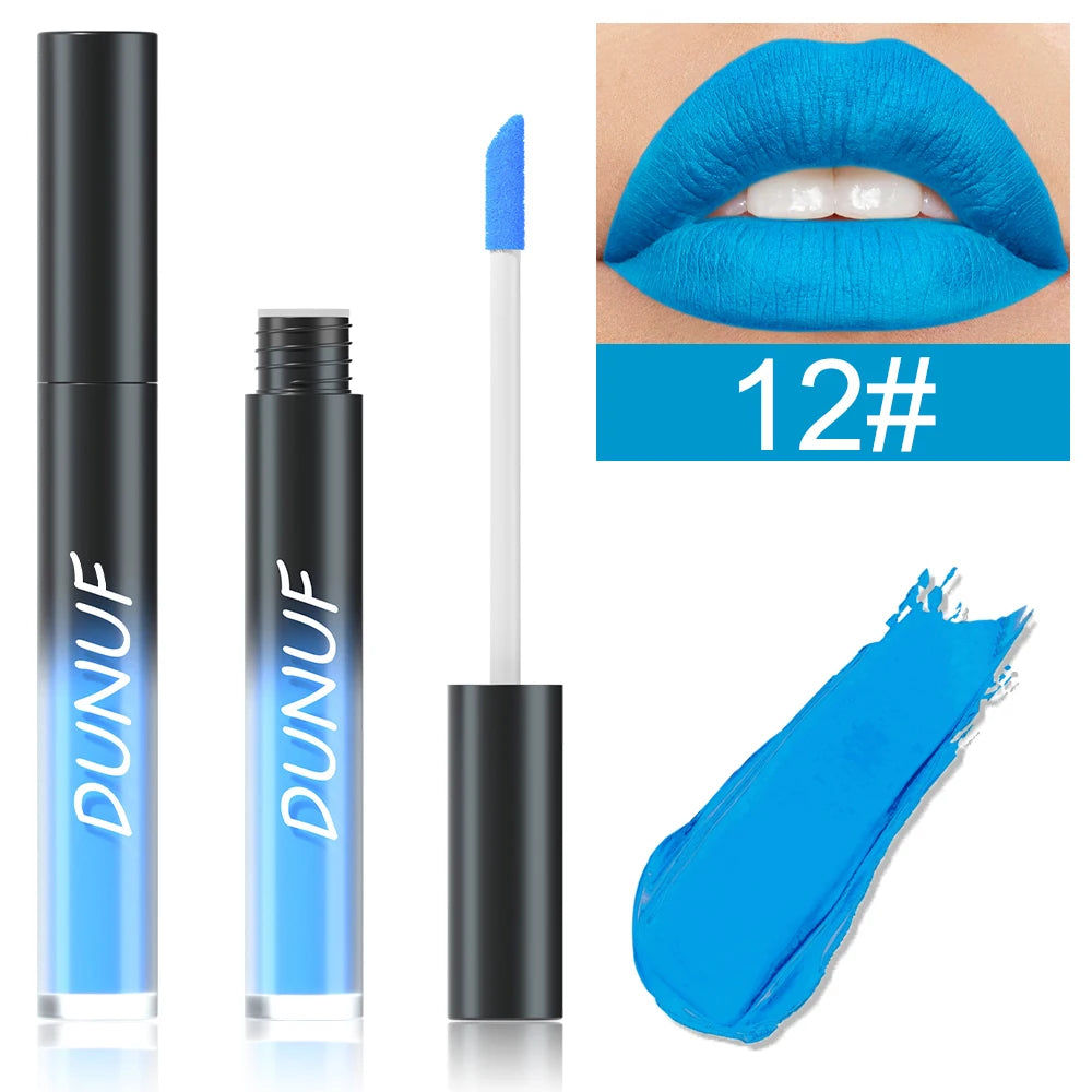 DUNUF 32 Multi-purpose Matte Lip Glaze Long-lasting Moisturizing Non-stick Halloween Lip Gloss Lipstick Oasis Select 12