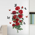 Red Rose Wall Stickers – Self-Adhesive DIY Floral Home Decor Wall Sticker Decal Oasis Select One Size