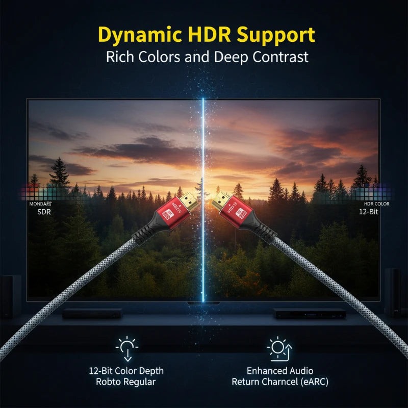 48Gbps HDMI Compatible Cable 8K 60Hz 0.5m 1m 1.5m 2m HDMI Compatible 2.1 Cable 4K 120Hz HDR 3D Effect Video For HDTV PC Oasis Select