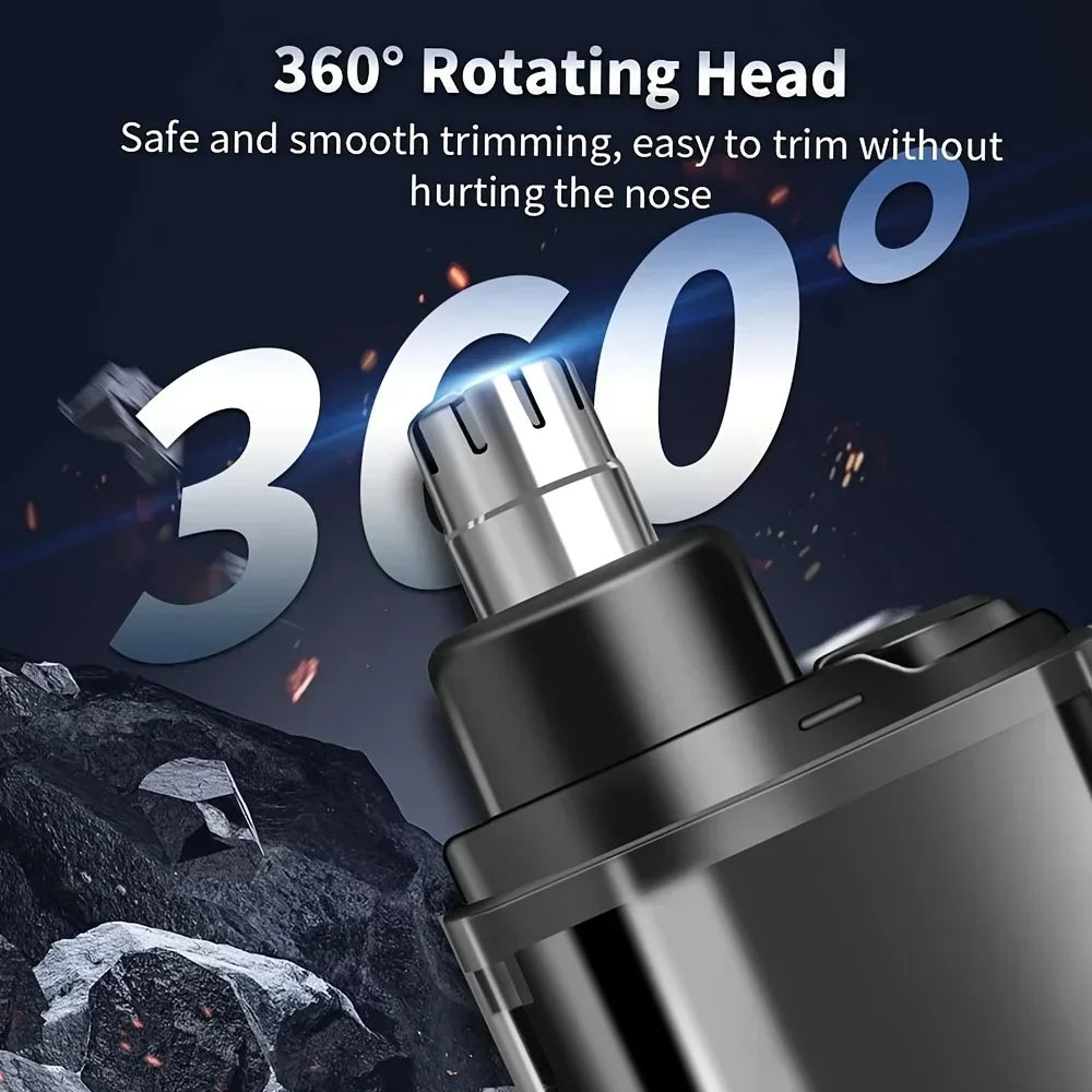 USB Rechargeable Nose & Ear Hair Trimmer for Men, Portable Mini Compact Design with Fast Charge, Electric Grooming Kit Oasis Select