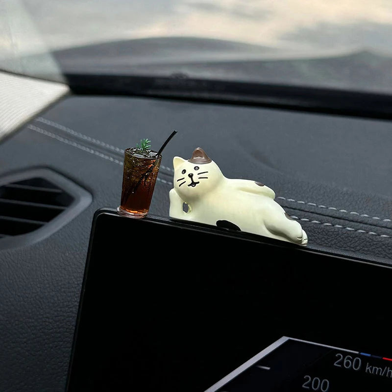 Cute Car Interior Decoration Ornaments Mini Cat Action Figure Auto Dashboard Rearview Mirror Decoration Car Accessories Oasis Select