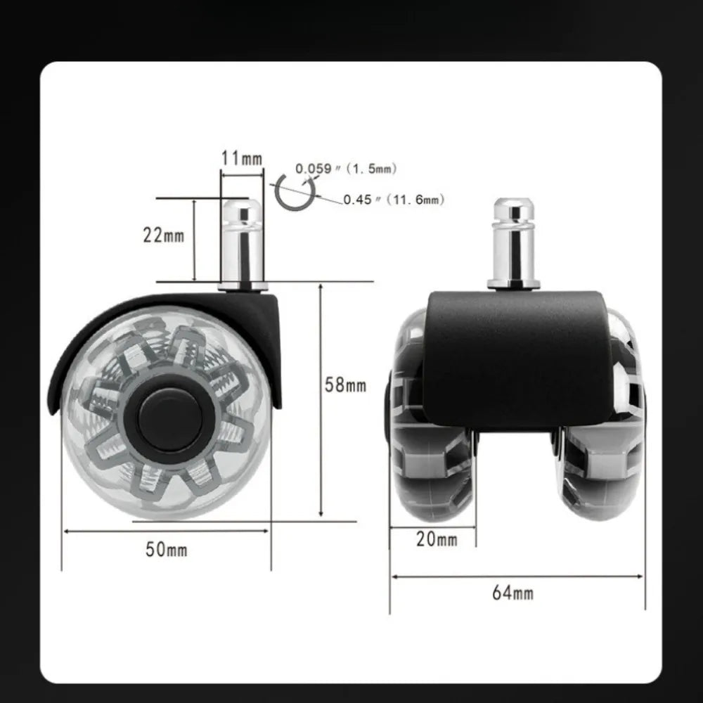 5PCS Universal Mute Wheel Office Chair Caster Swivel Rubber Soft Safe Rollers Furniture Hardware Chair Wheels for Desk Office Oasis Select