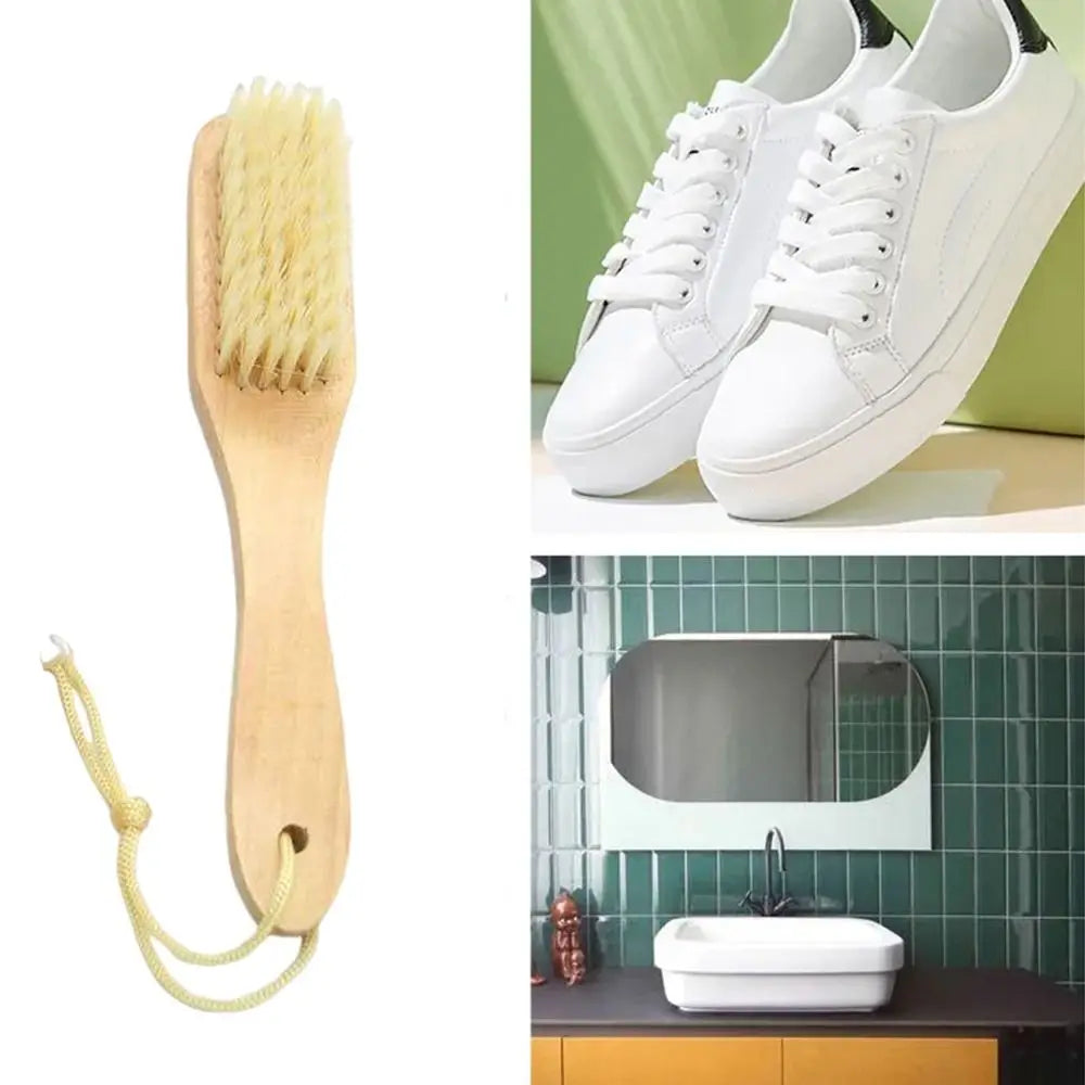 Soft Wool Wooden Handle Shoe Washing Brush Comfortable Handle Cleaning Brush Hanging Hole Bathtub Brush Hat Brush Soft Brush Oasis Select