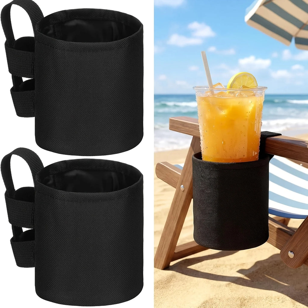 Portable Universal Water Bottle Holder Cup Sleeve for Travel, Outdoor, Beach, Camping,Swimming Pool,and Lounge Chair Use (Black) Oasis Select