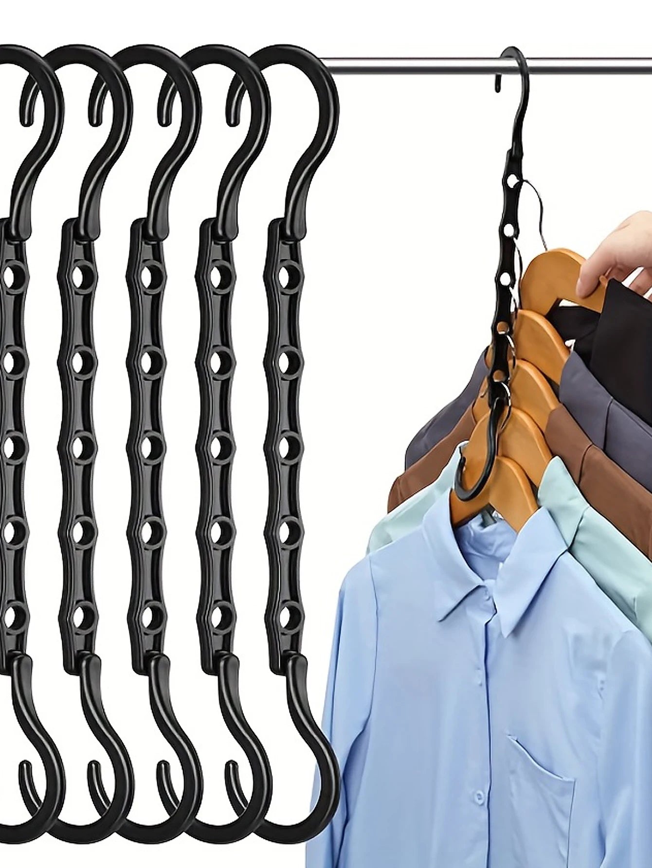 Space Saving Storage Hangers Multifunction Plastic Clothes Racks Rotary Organizer Hangers 5 Hole Magic Closet Wardrobe Organizer Oasis Select ferrous 1PC