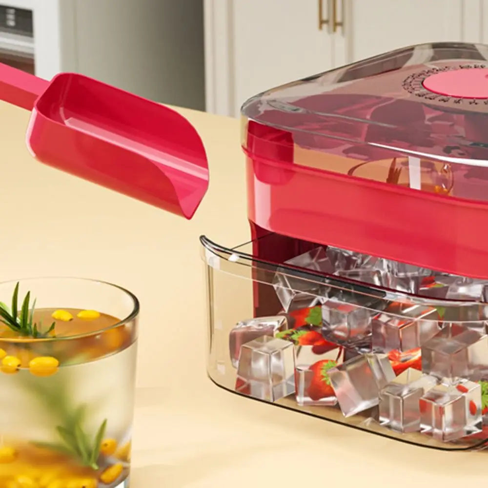 50-Cube Ice Maker with Easy Press Cap Large Capacity with Easy-press Lid Ice Cube Machine Double-layer Reusable Ice Cube Mold Oasis Select