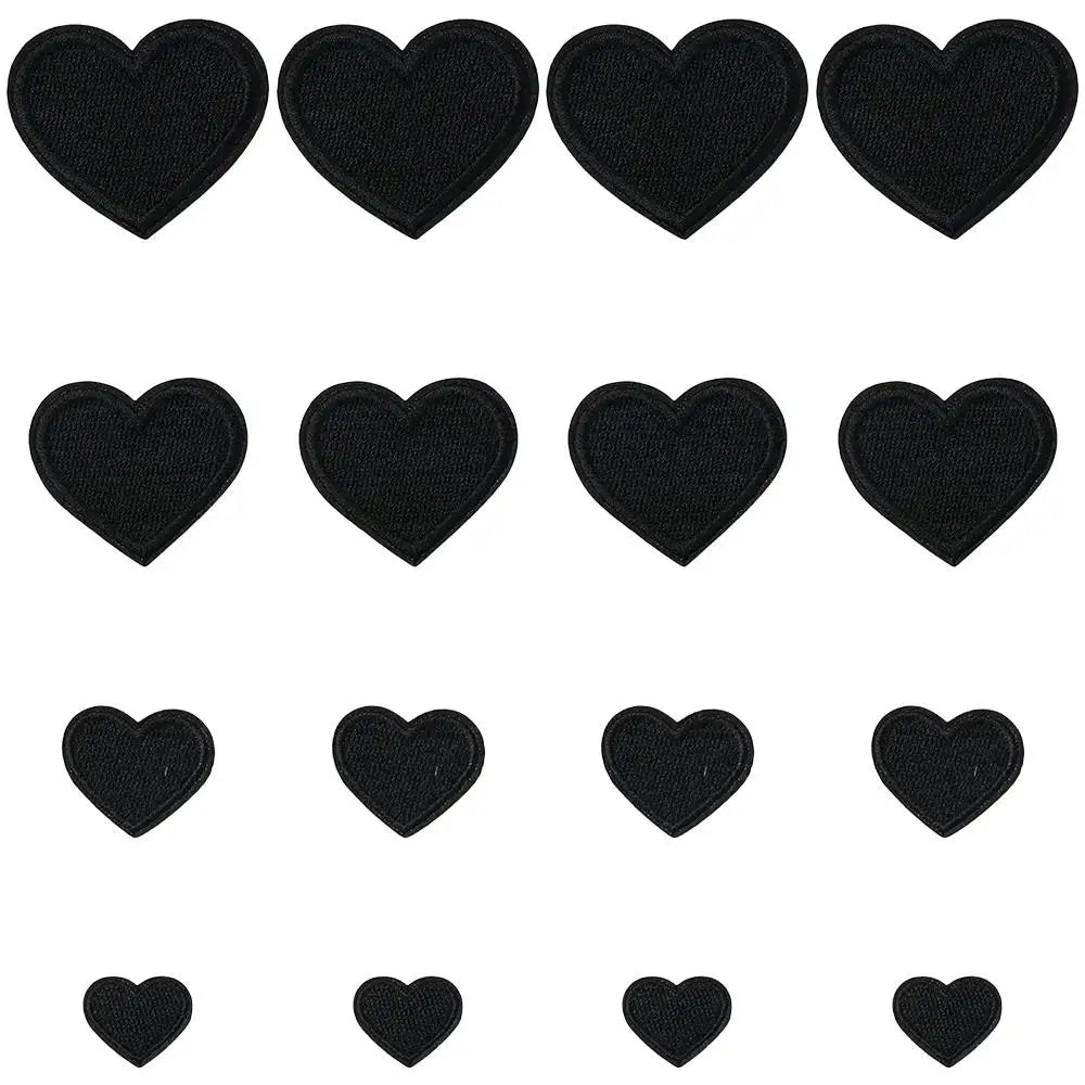 Heart Shape heart patches Red Black embroidered sew on patches heart Mini Heart 4 Sizes iron on heart patches for clothing Oasis Select black
