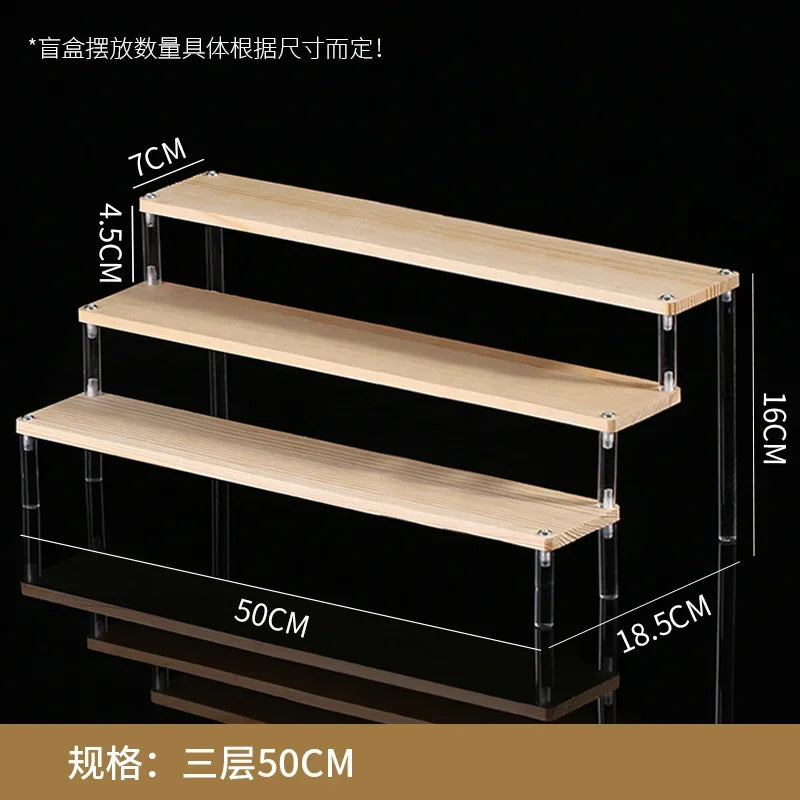 Wooden Ladder Display Stand – 2–5 Tier Acrylic Shelf Rack