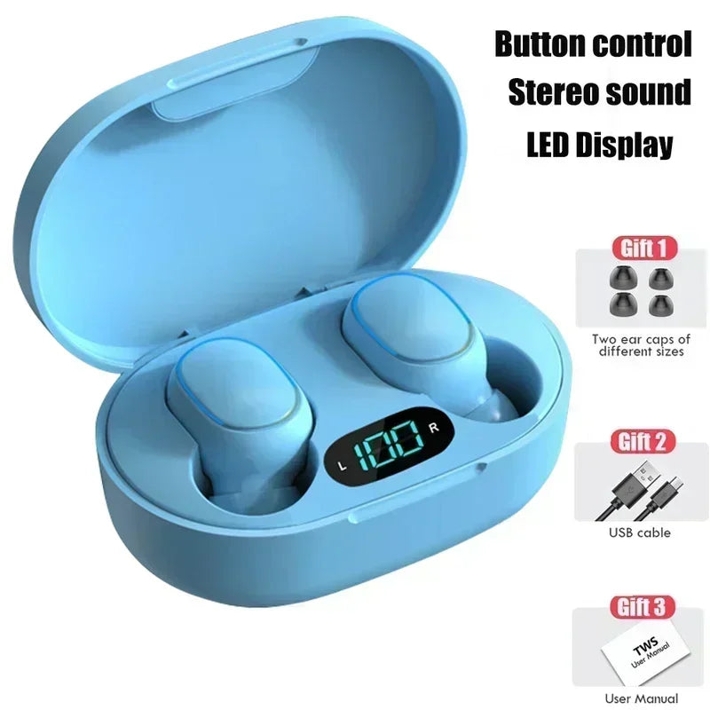 Original E7S Wireless Bluetooth Headset with Mic LED Display Earbuds TWS Earphone Bluetooth Headphones Oasis Select blue