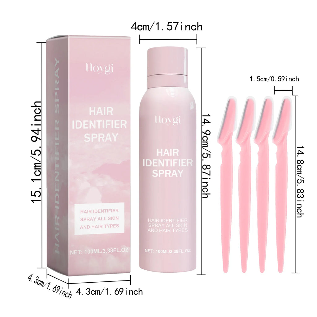 Facial Hair Removal Spray Set with 4 Eyebrow Trimmers – 100ml Hair Removal Set Oasis Select