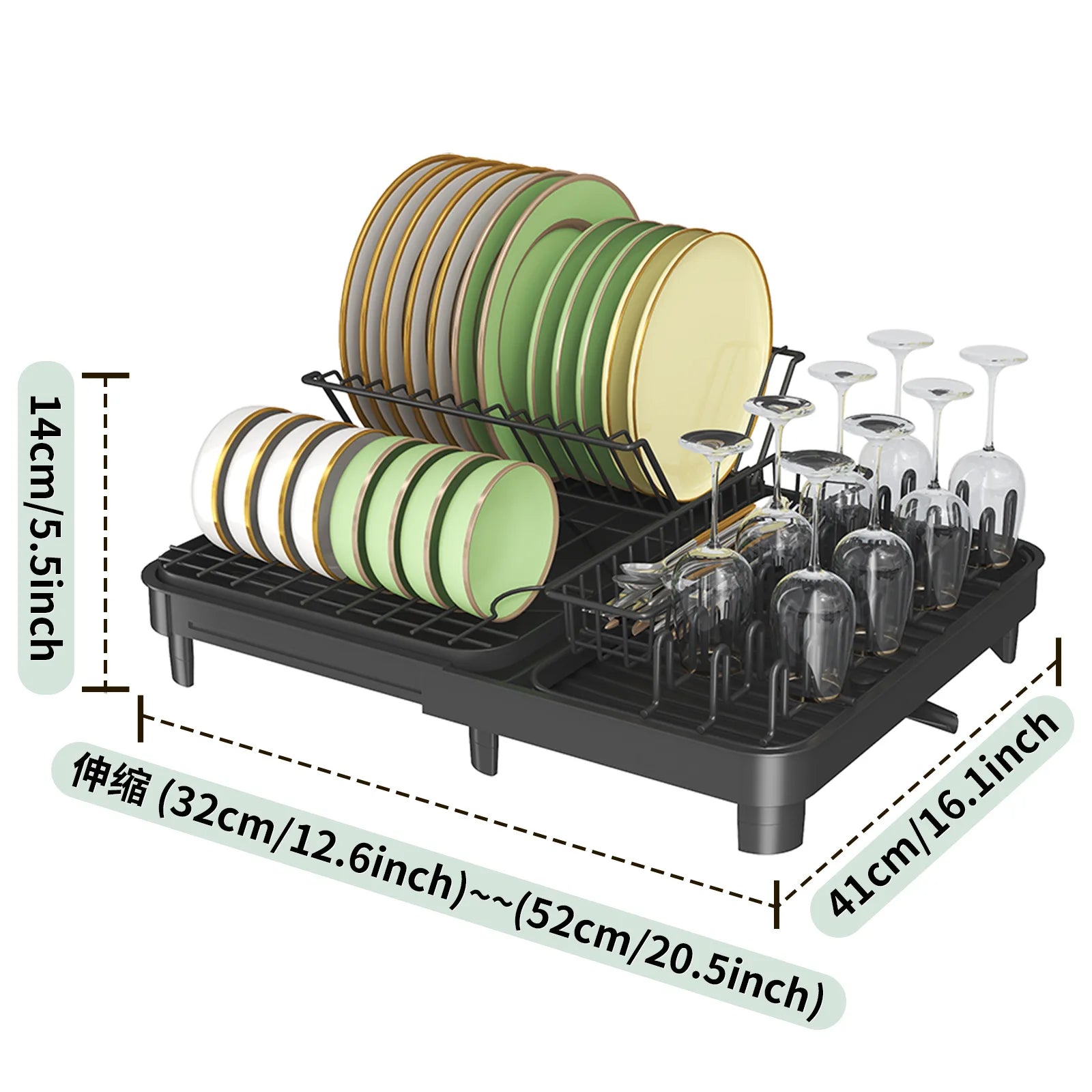 Kitchen foldable dishes, dishes, dishes, drain rack, chopsticks storage rack, countertop, sink rack, dishes Oasis Select black