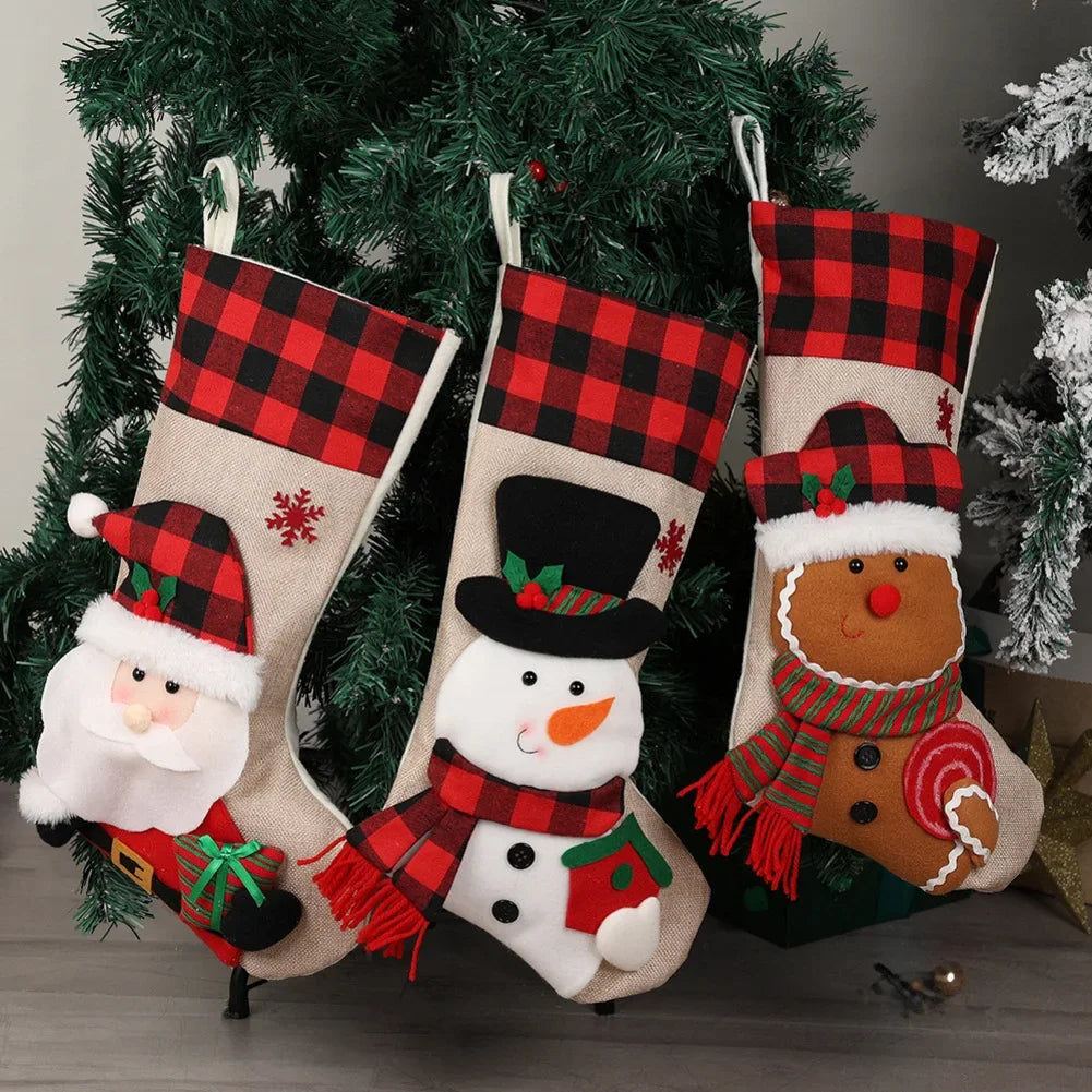 3D Plush Designs Christmas Stocking Charming Holiday Characters Spacious Capacity For Kids Christmas Stocking For Kids Oasis Select