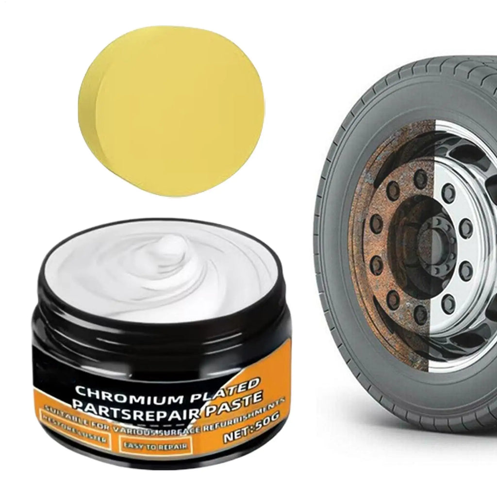 Chrome Polishing 50g Metal Repair Cream With Sponge Car Scratch Remover Metal Shine Renovation Compound Trim Removes Rust Oasis Select