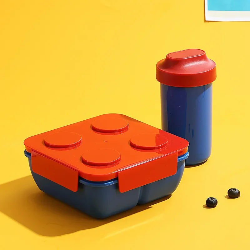 Lunch Box DIY Building Block Portable Modular for Children Student Outdoor Picnic Bento Food Storage Container Fruit Salad Box Oasis Select Red-1100ML-Cup