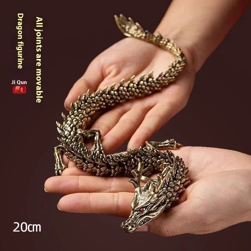 1Pcs Moveable Body Joints Antique Alloy Lucky Dragon Desktop Office Crafts 3D Dragon Statue Ornament Home Decoration Gifts Oasis Select A7